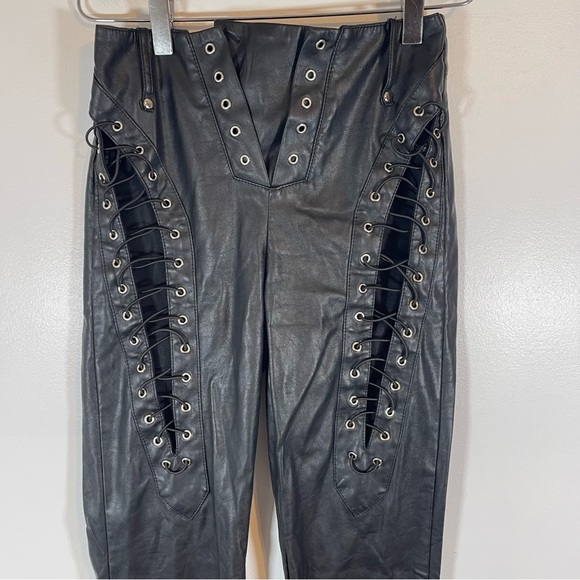 I.AM.GIA Xenia Pant in Black Vegan Leather High Rise Grunge Lace Up size XXS - Picture 7 of 11